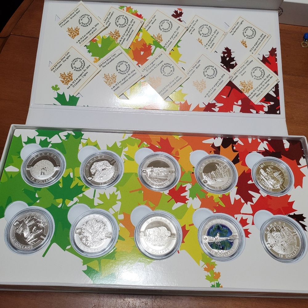 2014 $10 O Canada 10 Silver Coin Set